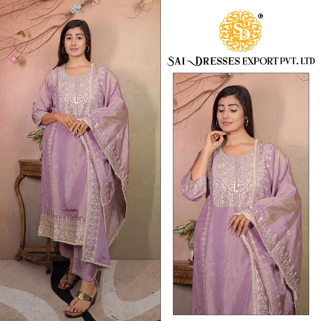  SAI DRESSES PRESENT D.NO 7117-B READY TO FESTIVE WEAR STRAIGHT CUT KURTI WITH PANT STYLE DESIGNER 3 PIECE COMBO SUITS IN WHOLESALE RATE  IN SURAT