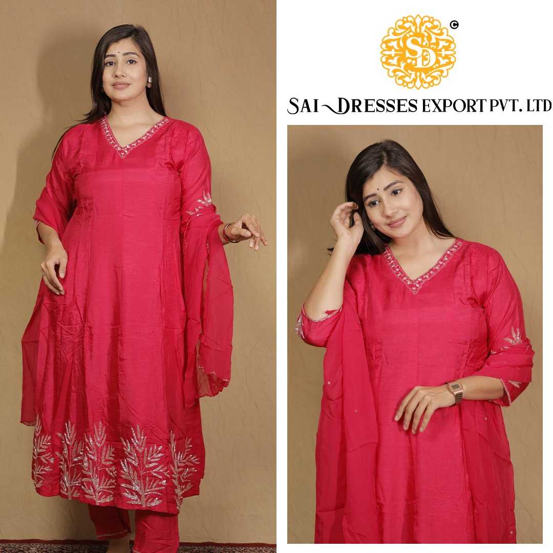 SAI DRESSES PRESENT D.NO 7614-B  READY TO FESTIVE WEAR STRAIGHT CUT KURTI WITH PANT STYLE DESIGNER 3 PIECE COMBO SUITS IN WHOLESALE RATE  IN SURAT