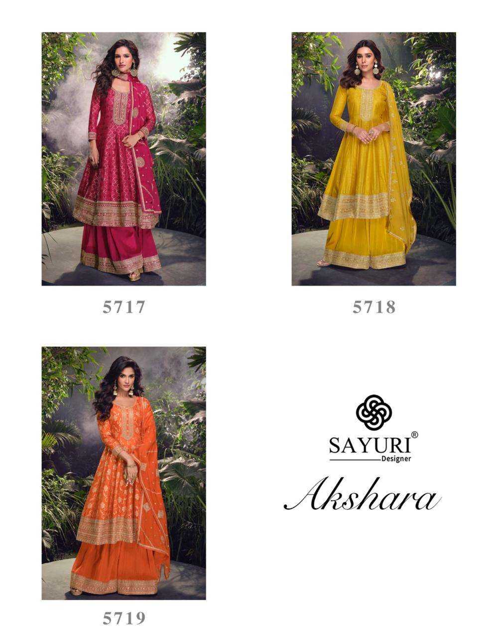 SAYURI DESIGNER PRESENT AKSHARA READY TO FESTIVE WEAR DESIGNER SUIT IN WHOLESALE RATE IN SURAT - SAI DRESSES