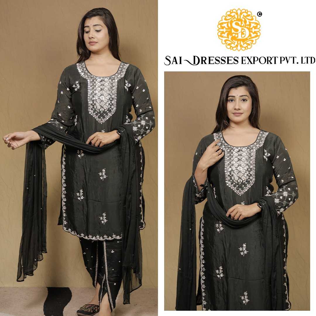 SAI DRESSES PRESENT D.NO 7830  READY TO FESTIVE WEAR STRAIGHT CUT KURTI WITH PANT STYLE DESIGNER 3 PIECE COMBO SUITS IN WHOLESALE RATE  IN SURAT