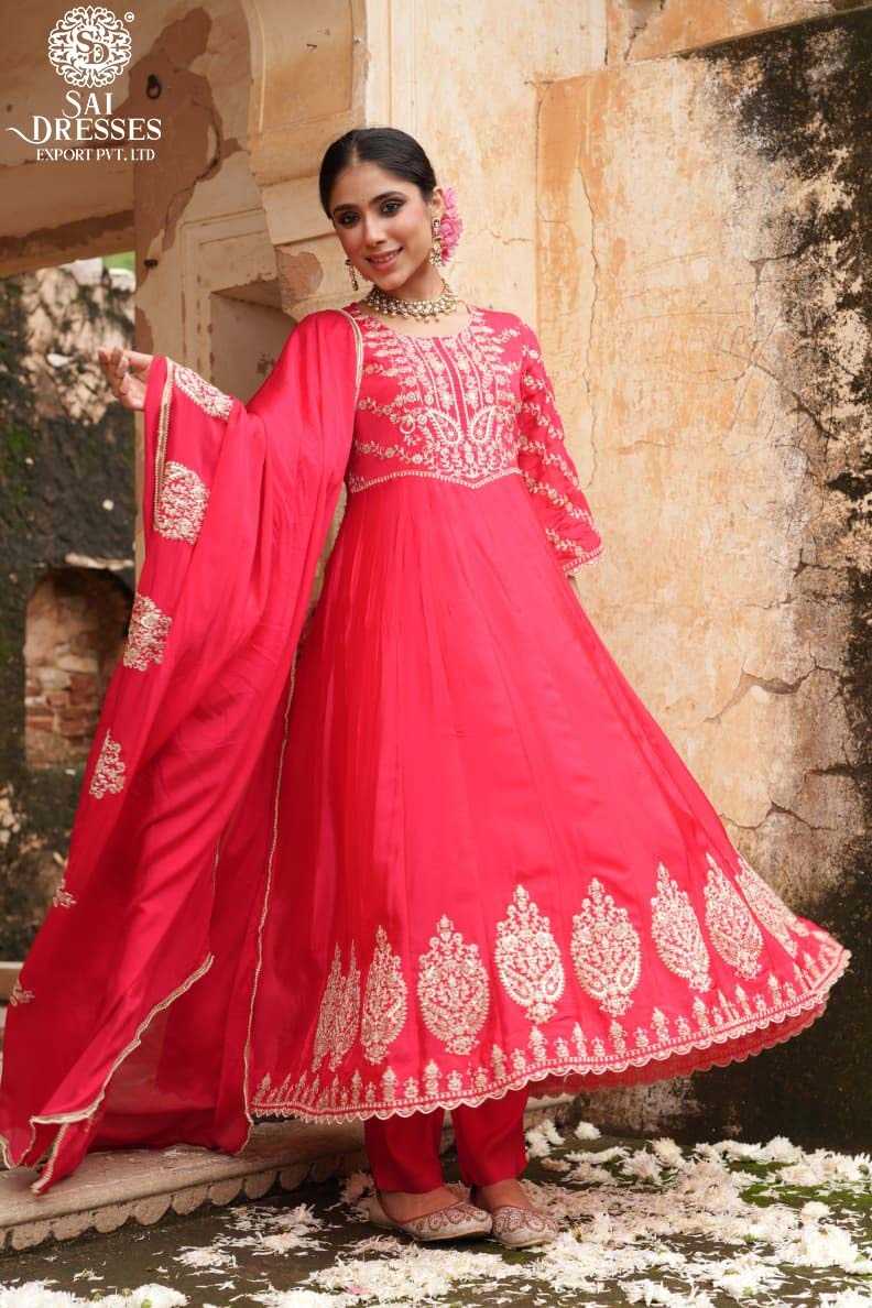 SAI DRESSES PRESENT PURE CHINON WITH HEAVY WORK FOR FESTIVAL WEAR 0.2 WHOLSALE PRICE IN SURAT