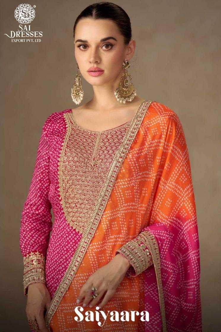 ELEGANT GEORGETTE SUITS WITH EMBROIDERED YOKE AND CONTRAST DUPATTA