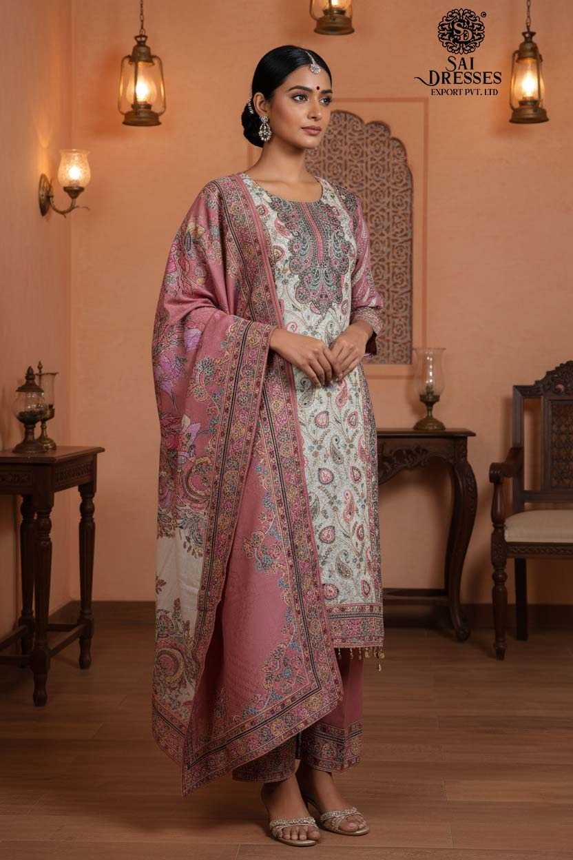 SAI DRESSES PRESENTS A SOFT PASTEL MASTERPIECE WITH RICH HERITAGE PRINTS AND SUBTLE EMBELLISHMENTS FOR A ROYAL ETHNIC LOOK.