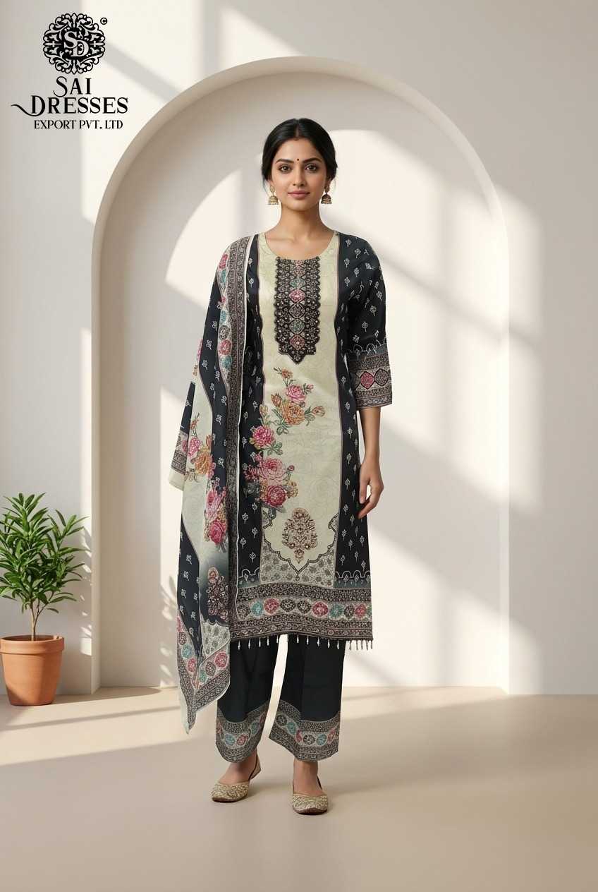 ELEGANT BLACK MASLIN PRINTED STRAIGHT DRESS SET WITH MATCHING DUPATTA AND PANTS FOR WOMEN