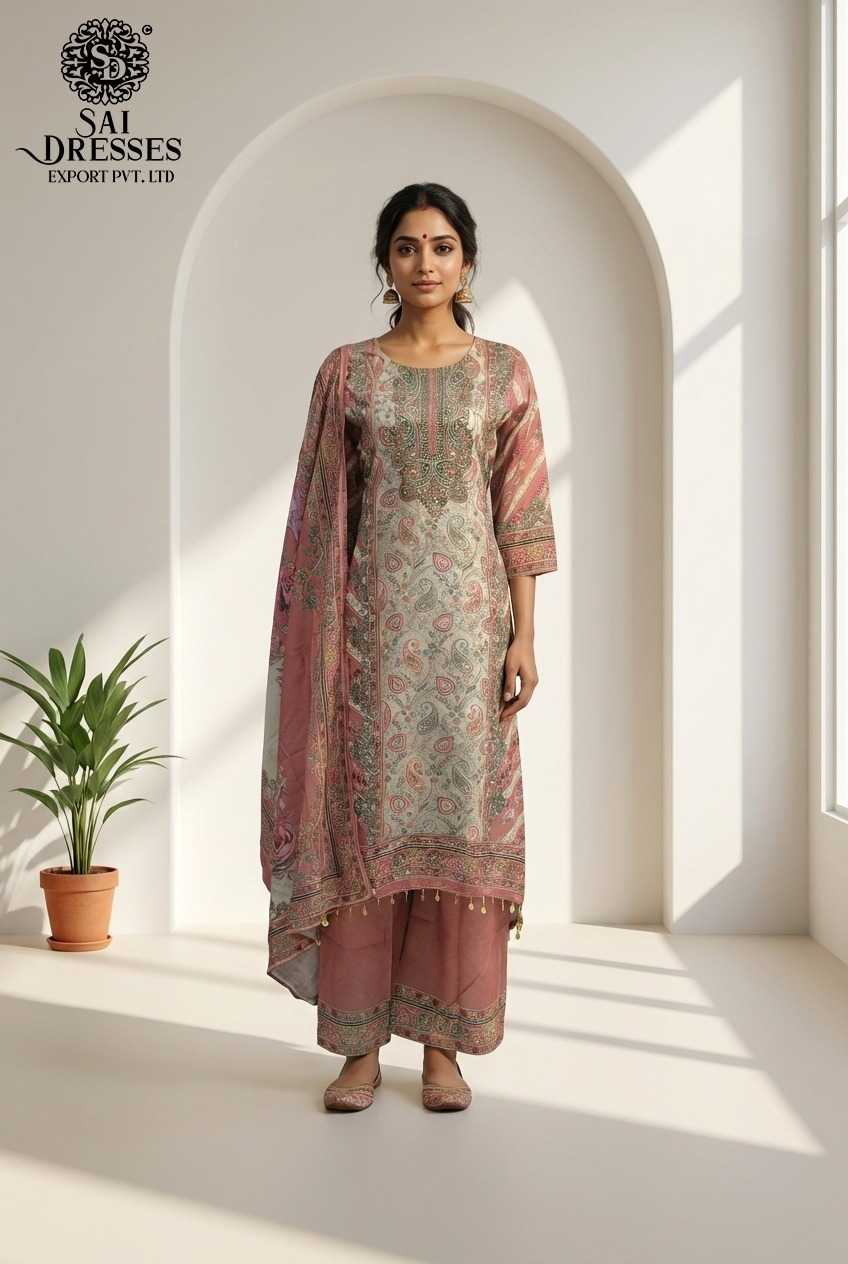 ELEGANT PINK MASLIN PRINTED STRAIGHT DRESS SET WITH MATCHING DUPATTA AND PANTS FOR WOMEN