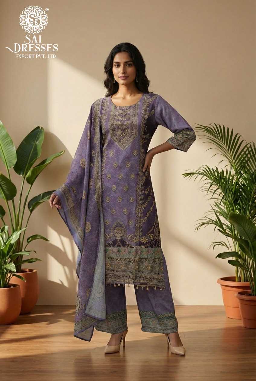 ELEGANT PURPLE  CHINON DRESS WITH MATCHING DUPATTA IN DIGITAL PRINT – PREMIUM FESTIVE & PARTY WEAR