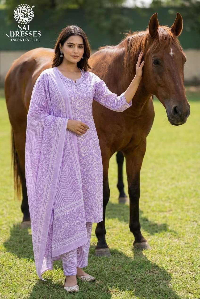 LAVENDER PURE COTTON DIGITAL PRINT KURTI WITH MATCHING PANT AND DUPATTA – SOFT, BREATHABLE & ELEGANT DAILY WEAR SET 