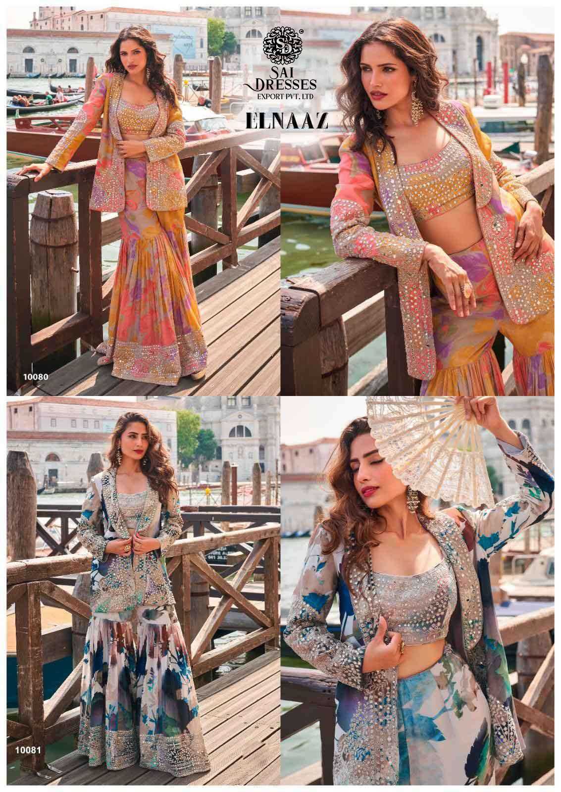 PREMIUM REAL CHINON SILK GHARARA SET WITH HEAVY EMBROIDERED JACKET AND DIGITAL FLORAL PRINT IN PASTEL AND MULTI SHADES