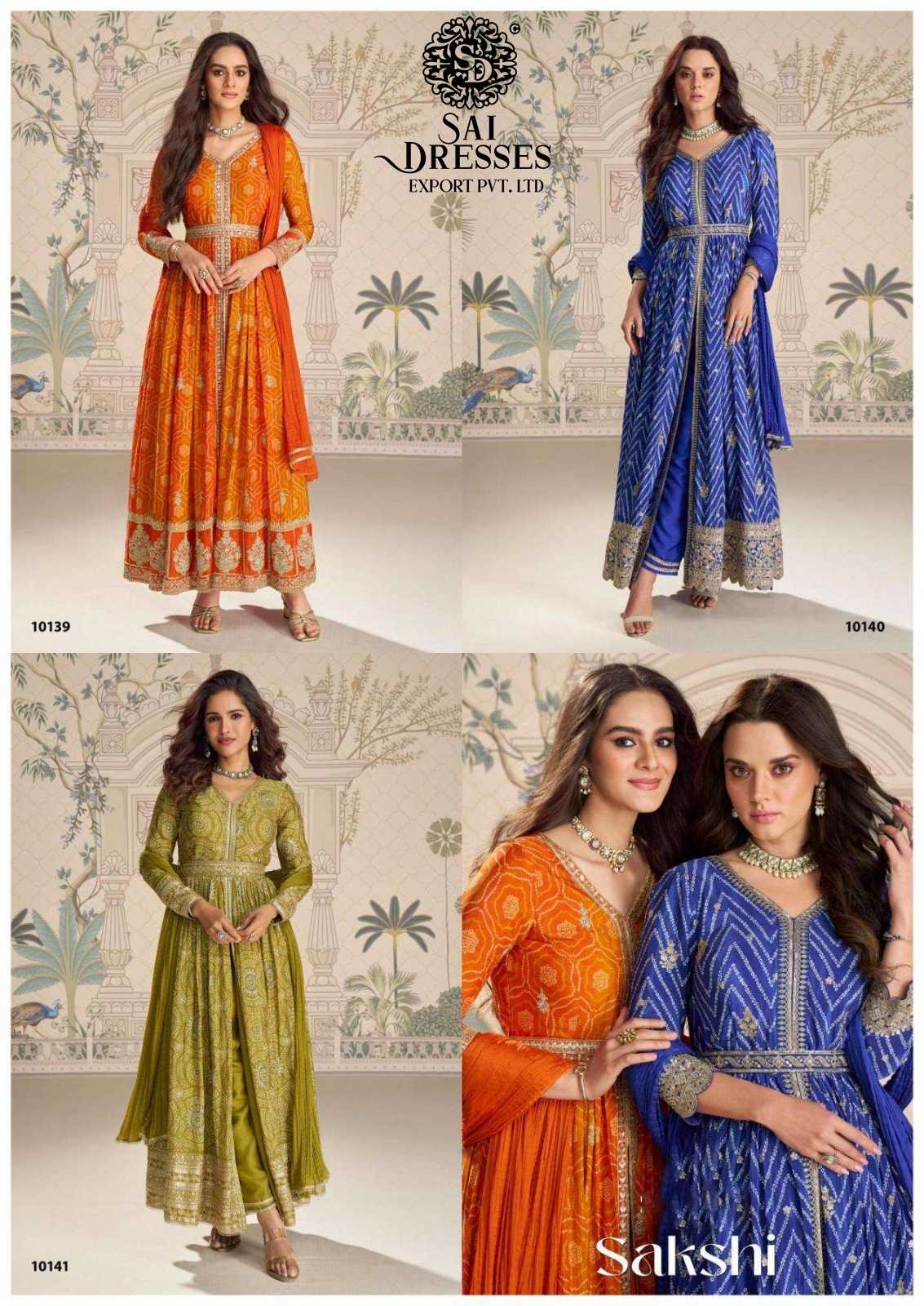 REAL PREMIUM CHINON SILK EMBROIDERED  DRESSES COLLECTION IN THREE SHADES