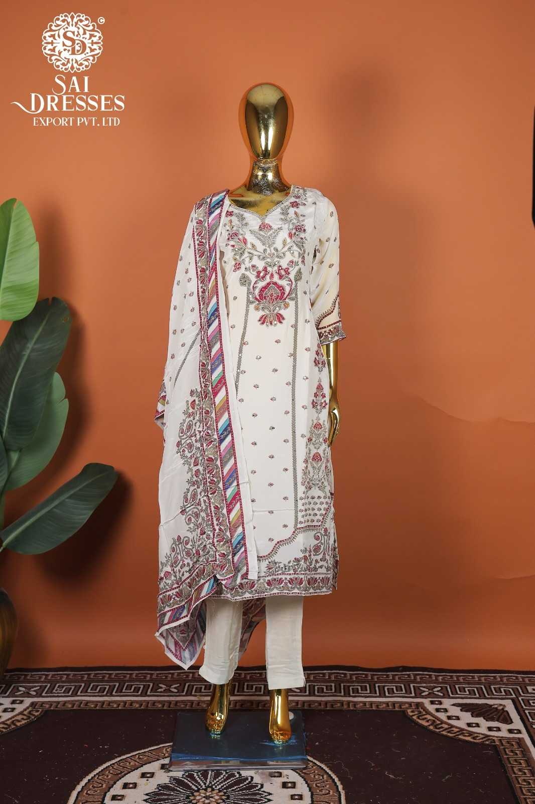 CLASSIC PURE NATURAL CREPE ETHNIC PRINTED KURTI WITH MATCHING PANTS & DUPATTA – OFF-WHITE BASE WITH MAROON MOTIFS