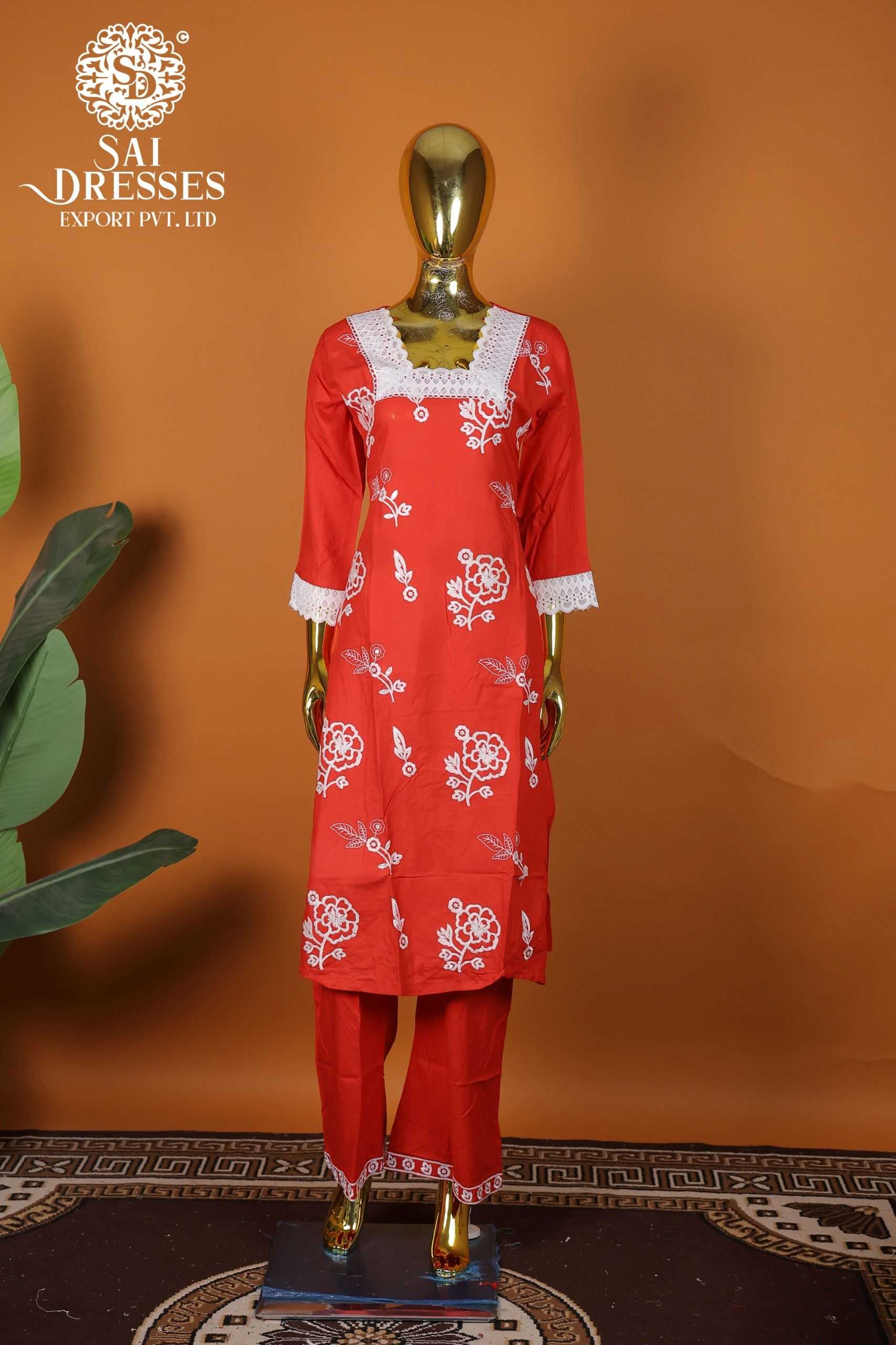 DESIGNER DAILY WEAR – HEAVY RAYON SALWAR SUIT WITH BEAUTIFUL EMBROIDERY WORK – RED SHADE