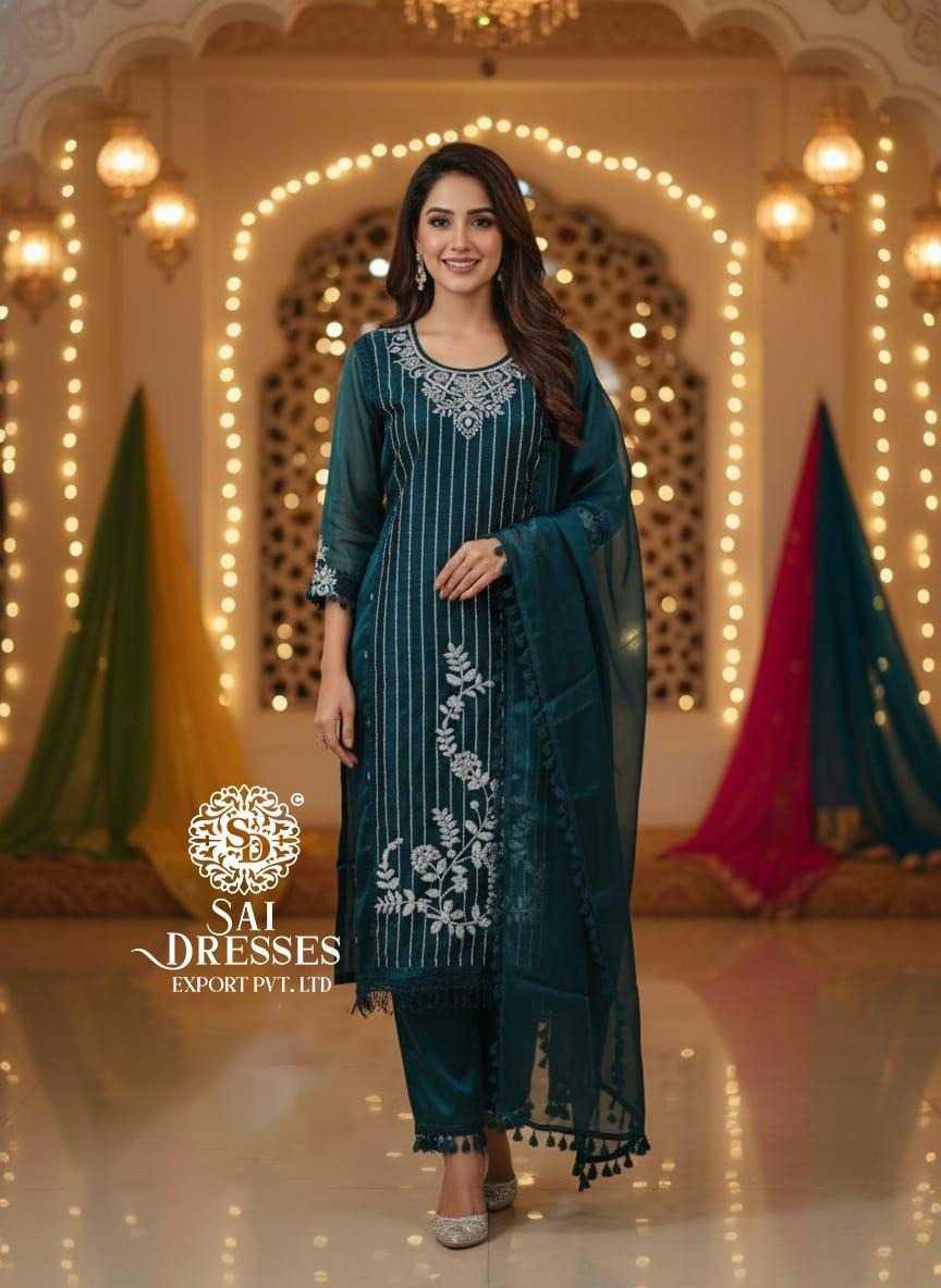 GREEN CRUNCHY HEAVY BITS WORK SALWAR SUIT WITH DUPATTA