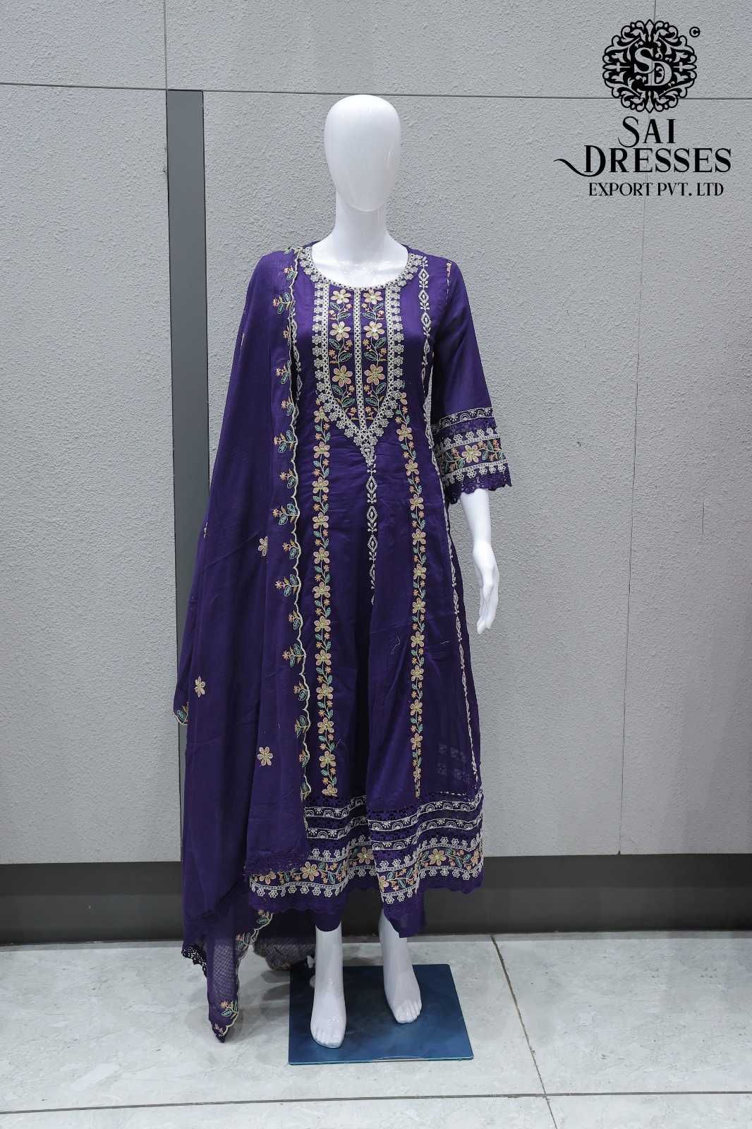 PURE MAL COTTON HEAVY EMBROIDERY WORK SUIT WITH DUPATTA – PURPLE COLOUR