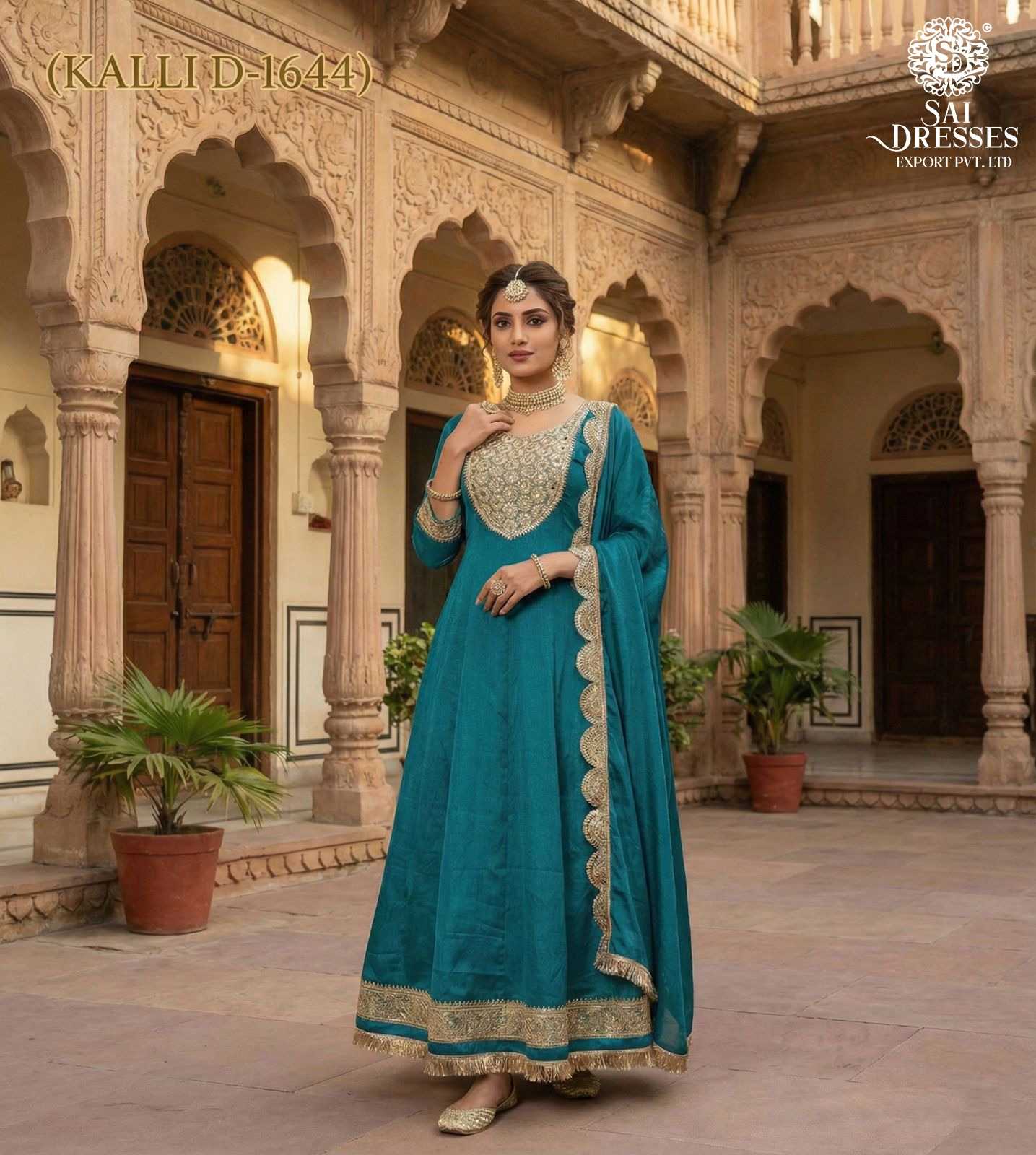 TEAL BLUE CHINON SILK HEAVY HAND WORK EMBROIDERED SUIT SET WITH DUPATTA – PREMIUM FESTIVE & WEDDING WEAR COLLECTION