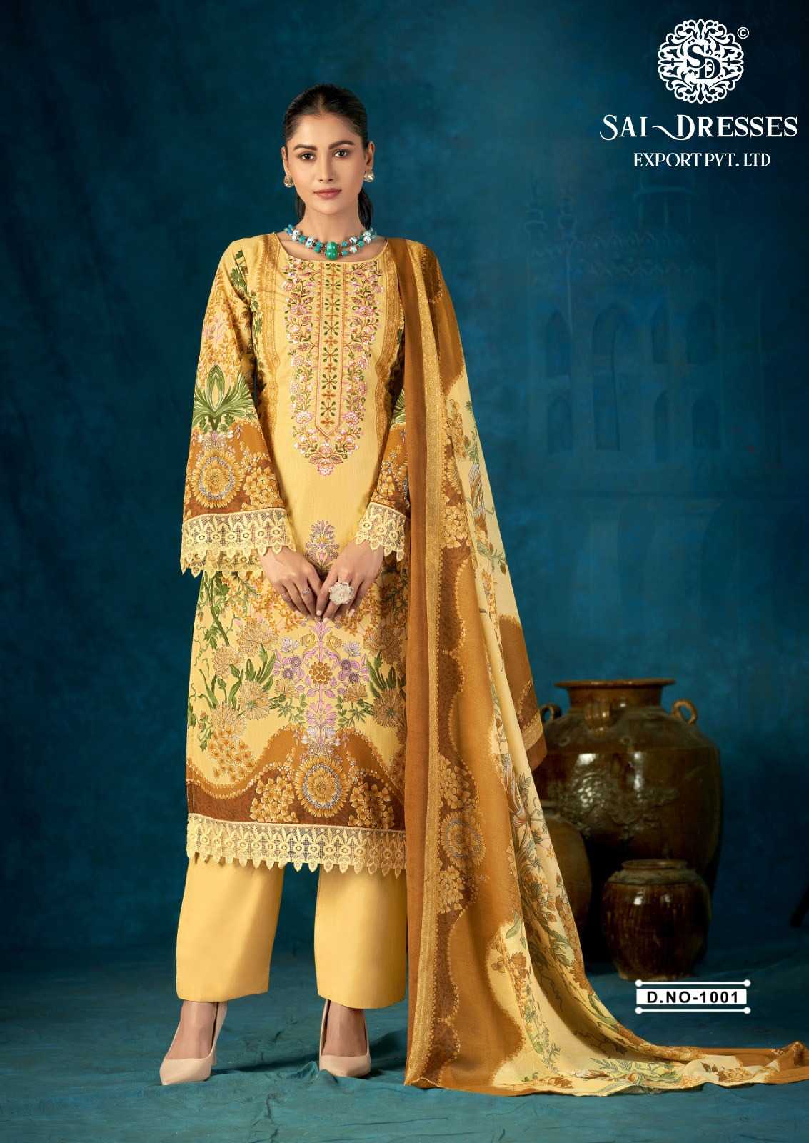 MUSTARD YELLOW PURE COTTON READYMADE SUIT WITH HEAVY GPO LACES WORK & DESIGNER PRINTED DUPATTA – ELEGANT FESTIVE & DAILY WEAR COLLECTION