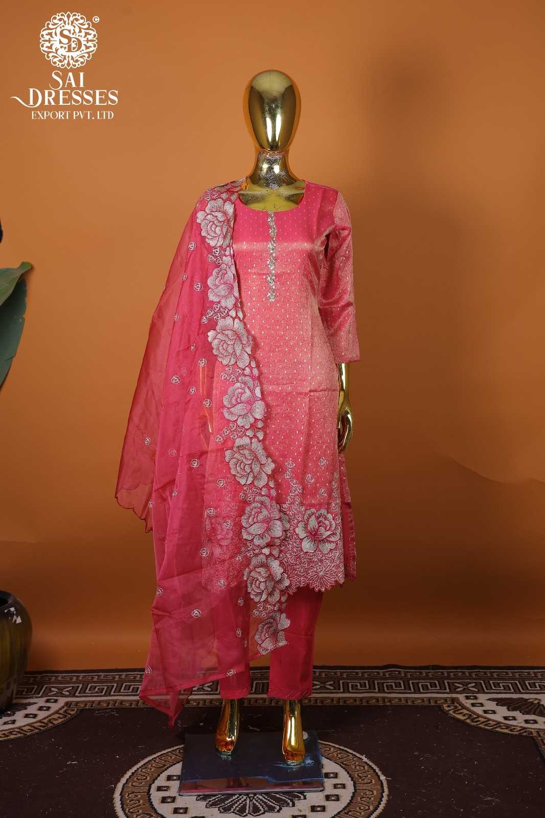 PREMIUM PINK PURE VISCOSE SHIMMER READYMADE SUIT WITH HEAVY HAND WORK & RICH EMBROIDERY WORK DUPATTA – ELEGANT FESTIVE, PARTY & OCCASION WEAR COLLECTION