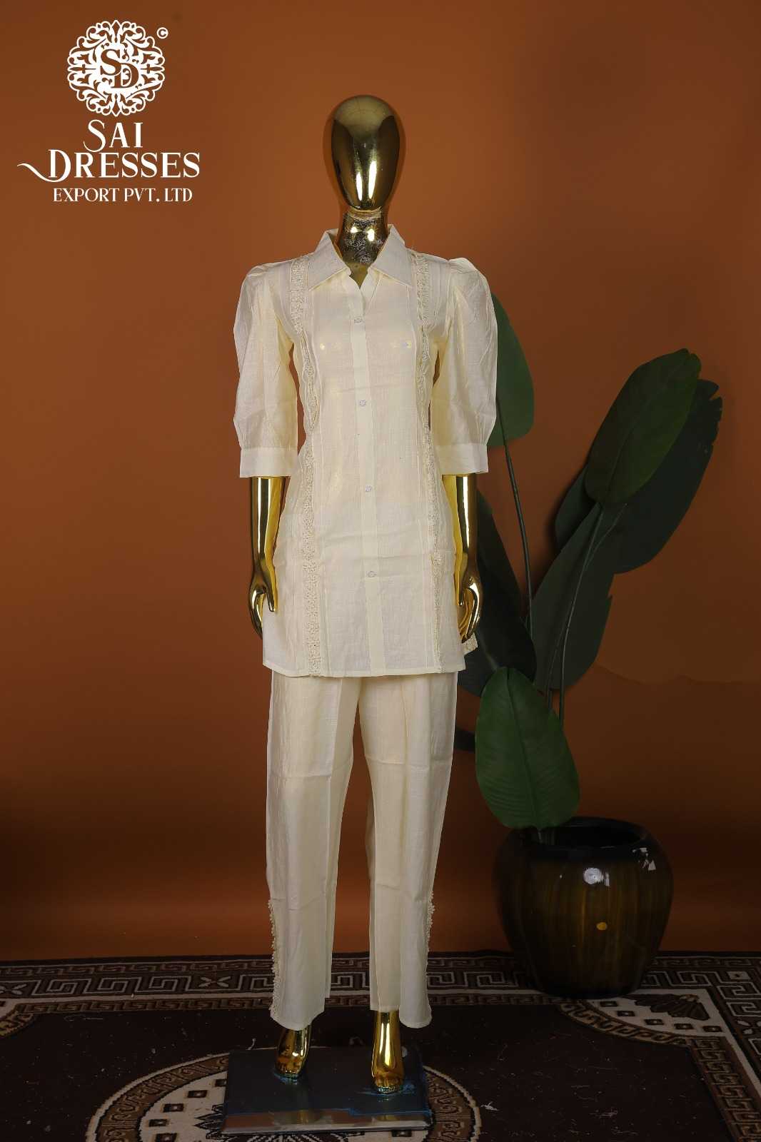 VARTICAN SILK WITH GPO LACES CLASSIC WOMEN’S CO-ORD SET WITH SOPHISTICATED LACE WORK AND MATCHING PANT