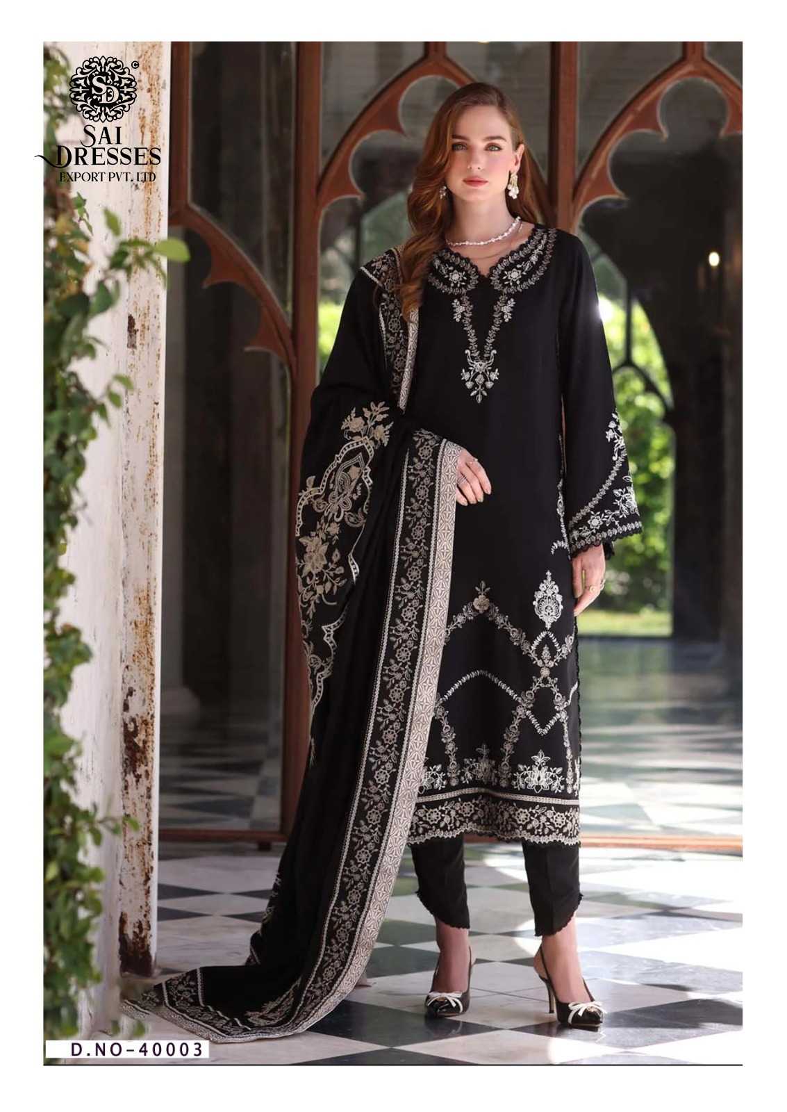 PURE COTTON WITH HEAVY GPO LACE BLACK DESIGNER SUIT SET WITH CONTRAST DUPATTA
