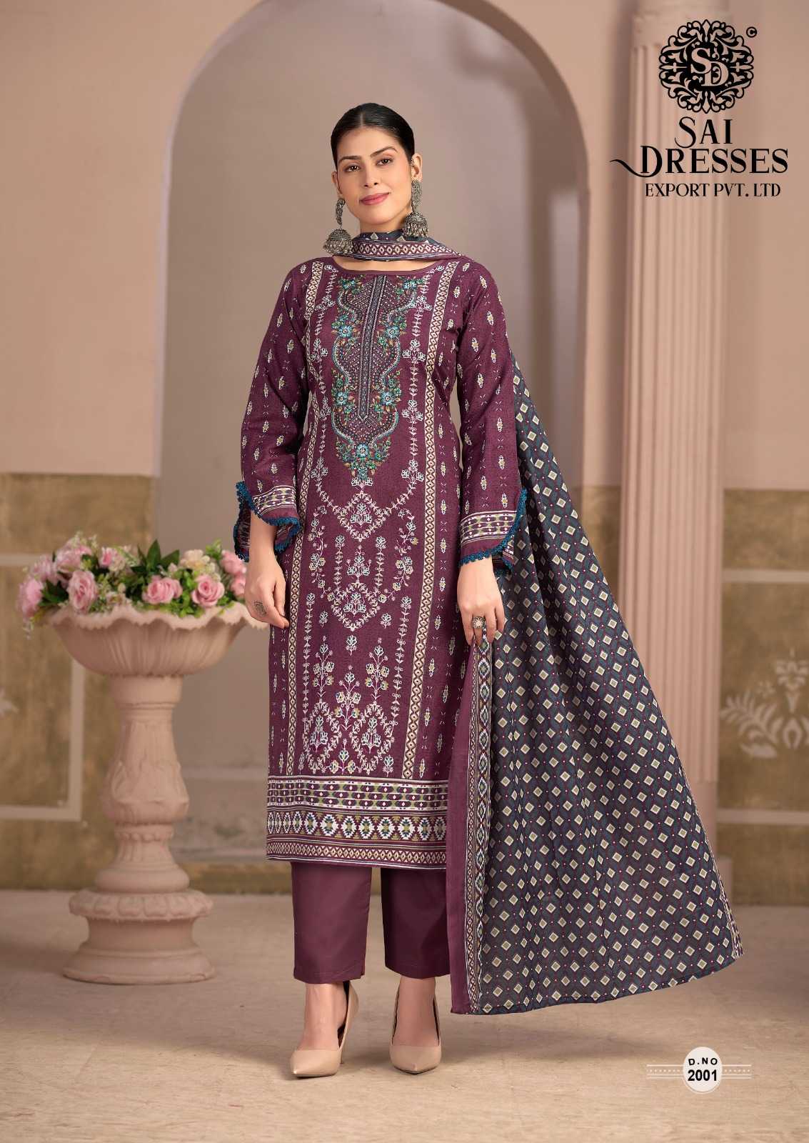 WOMEN'S PURE COTTON HEAVY GPO LACE KURTA PANT DUPATTA SET - RUST BROWN