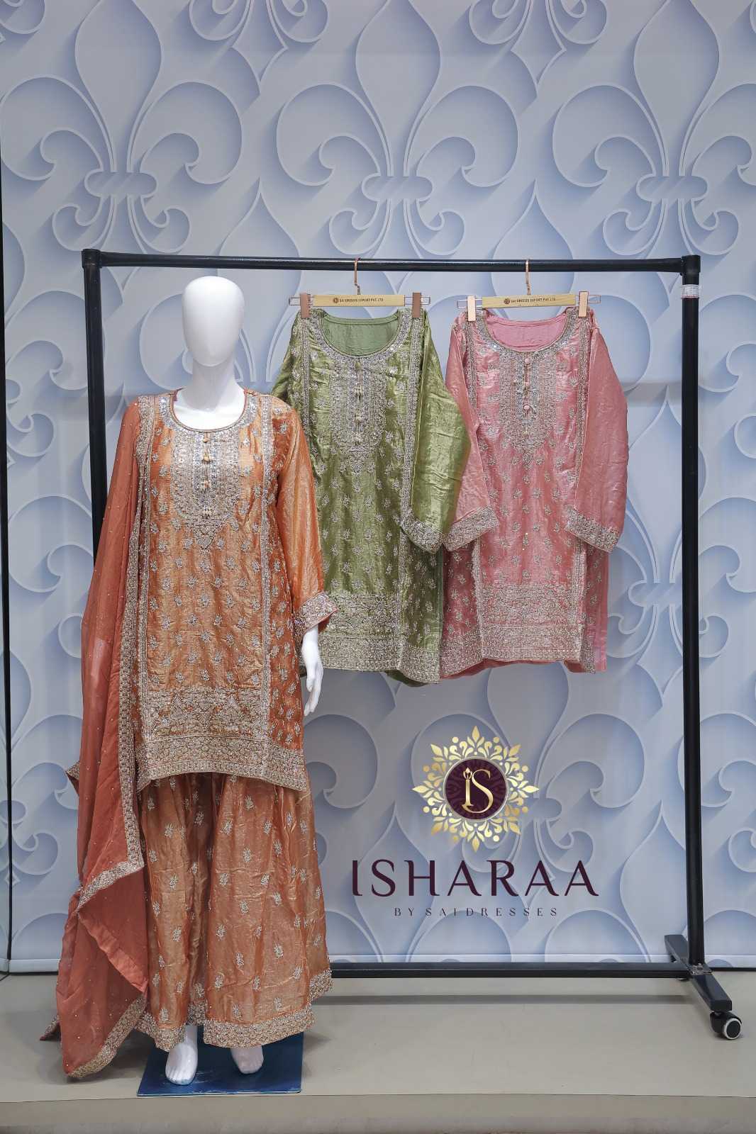 RUST ORANGE HEAVY EMBROIDERED DESIGNER SHARARA SET WITH LUXURIOUS DETAILING AND FESTIVE ETHNIC ELEGANCE