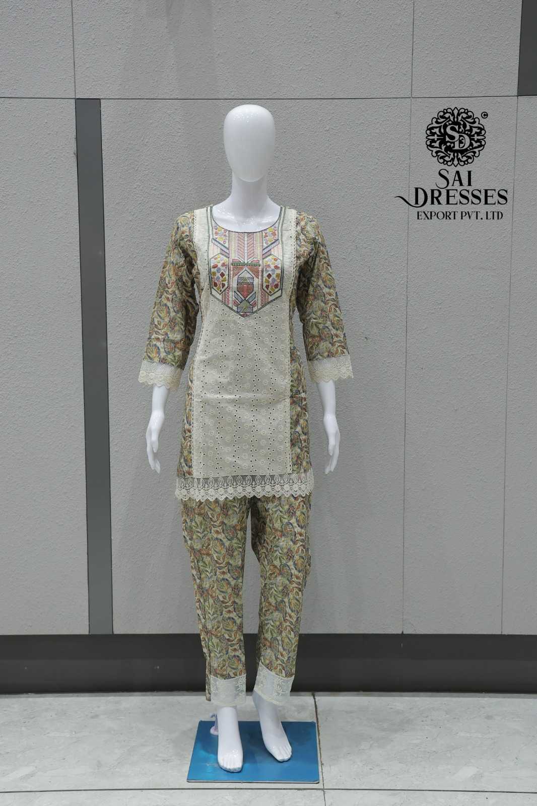 MULTI PASTEL PRINTED COTTON CO-ORD SET WITH EMBROIDERY