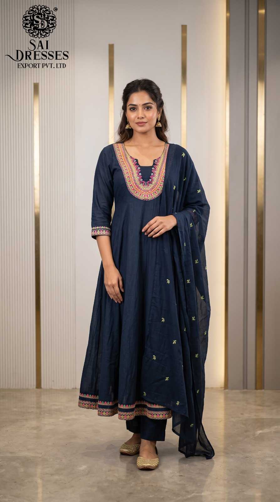 PURE COTTON EMBROIDERED MIRROR WORK 3 PIECE SUIT SET