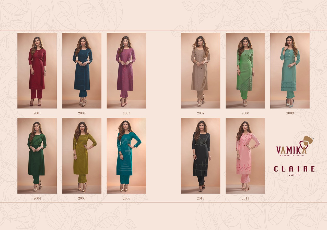 Vamika Presents Claire Vol 2 Pure Viscose Two Tone Silk Fancy Designer Kurtis