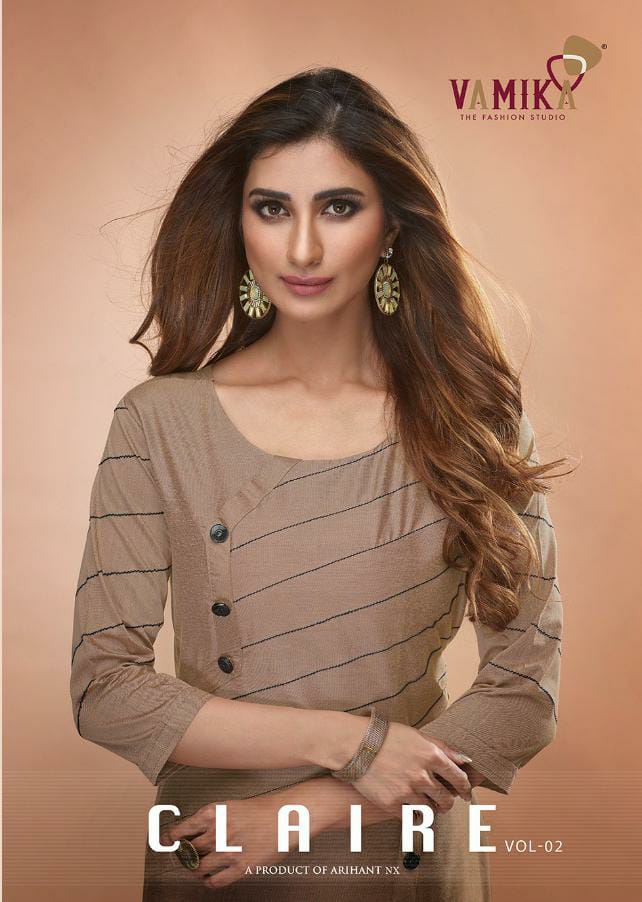 Vamika Presents Claire Vol 2 Pure Viscose Two Tone Silk Fancy Designer Kurtis