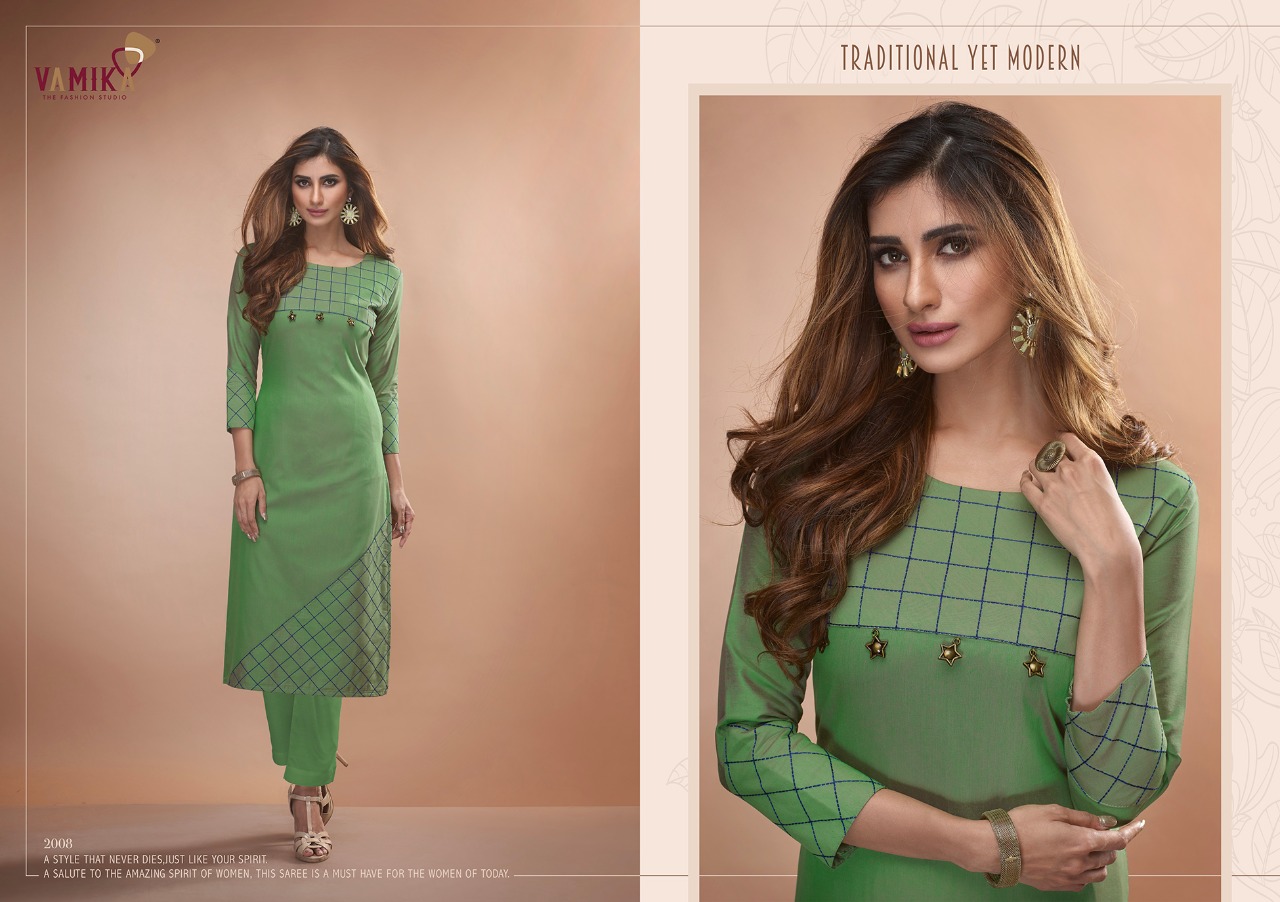 Vamika Presents Claire Vol 2 Pure Viscose Two Tone Silk Fancy Designer Kurtis