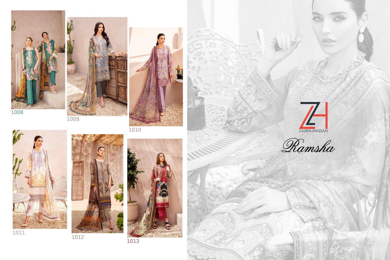 Zaura Hassan Presents  Ramsha Jam Cotton Pakistani Salwar Kameez Wholesale Rate In Surat