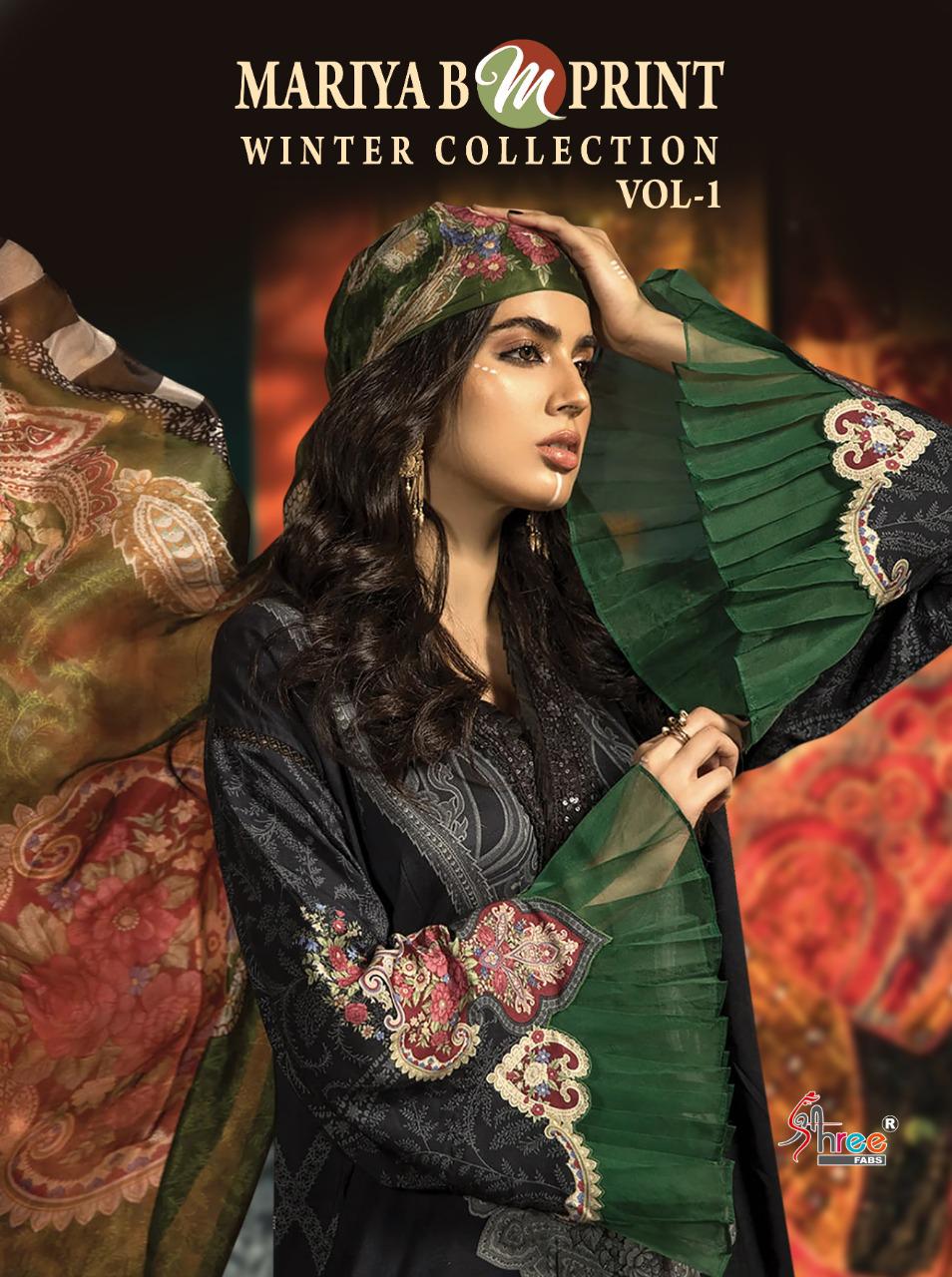 Shree Fasbs Presents Mariya B M Print Winter Collection Vol1 Printed Pashmina With Embroidery Work Pakistani Dress Wholseale Rate In Surat