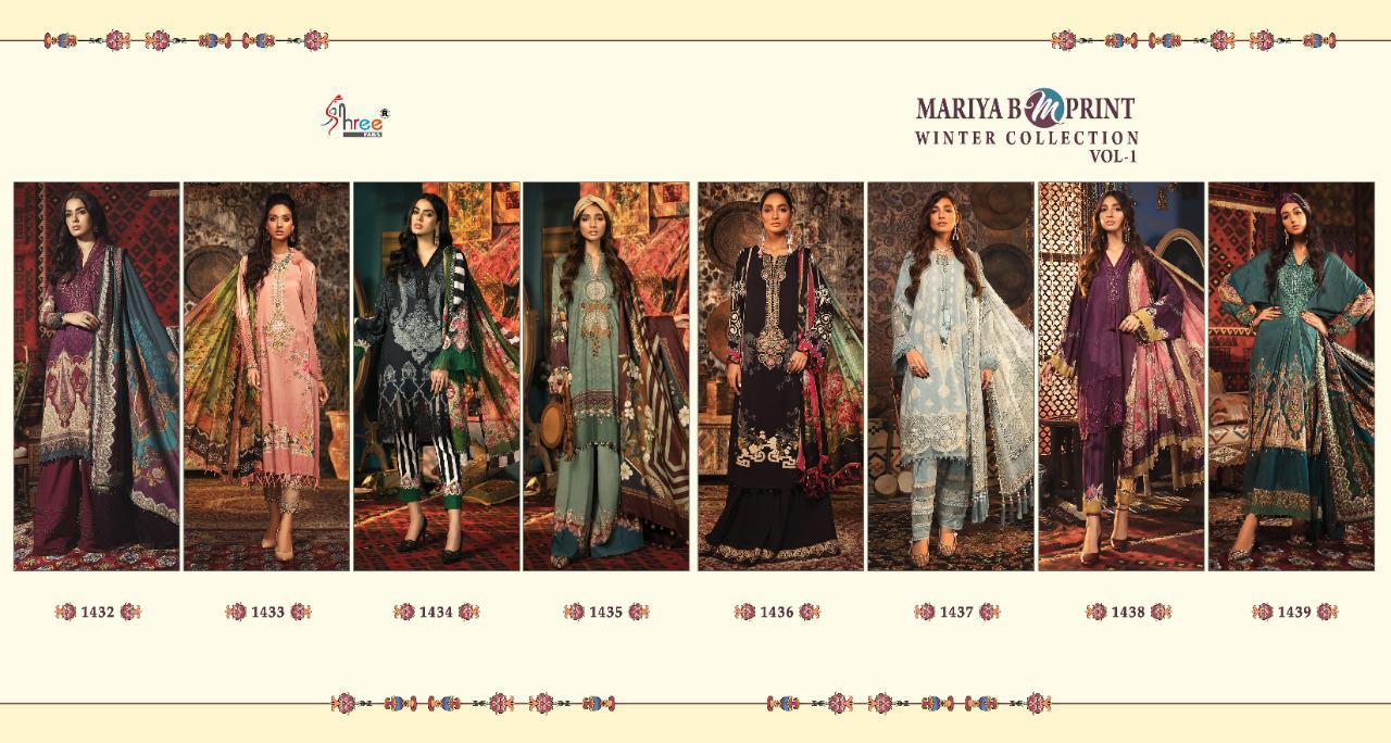 Shree Fasbs Presents Mariya B M Print Winter Collection Vol1 Printed Pashmina With Embroidery Work Pakistani Dress Wholseale Rate In Surat