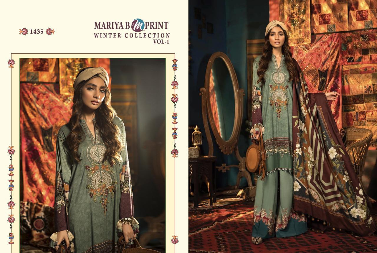 Shree Fasbs Presents Mariya B M Print Winter Collection Vol1 Printed Pashmina With Embroidery Work Pakistani Dress Wholseale Rate In Surat