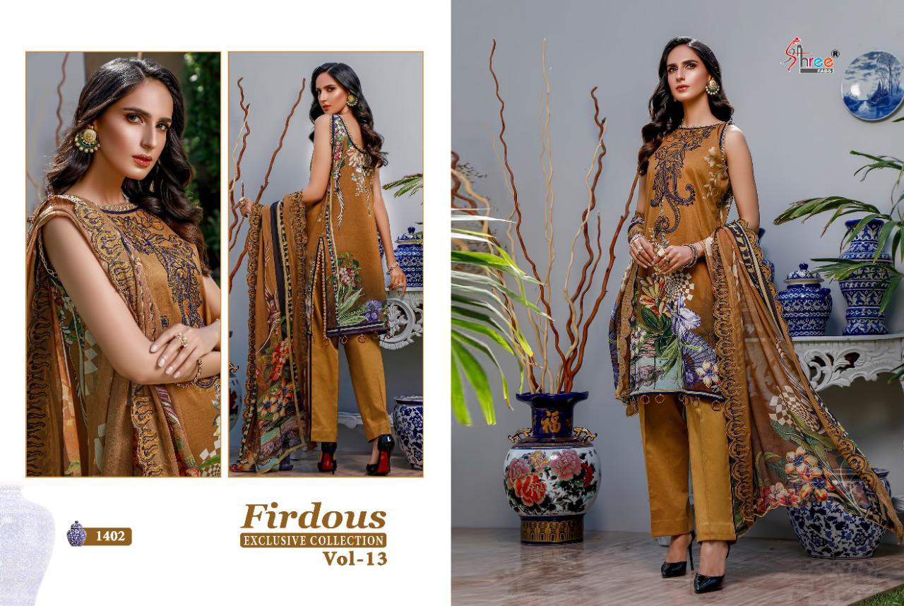 Shree Fabs Presents Firdous Exclusive Collection Vol 13 Designer Suits Wholesale Rate In Surat