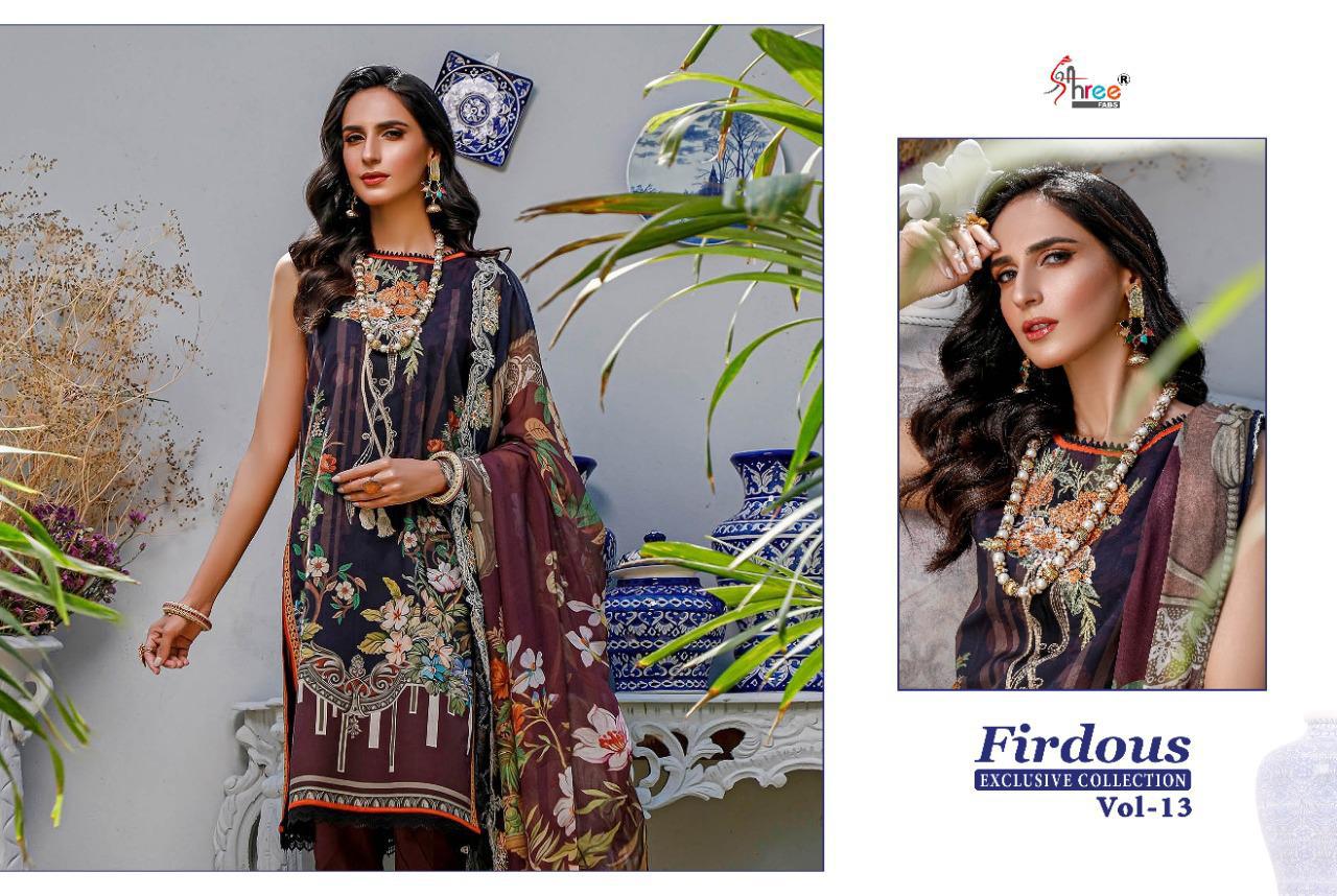 Shree Fabs Presents Firdous Exclusive Collection Vol 13 Designer Suits Wholesale Rate In Surat