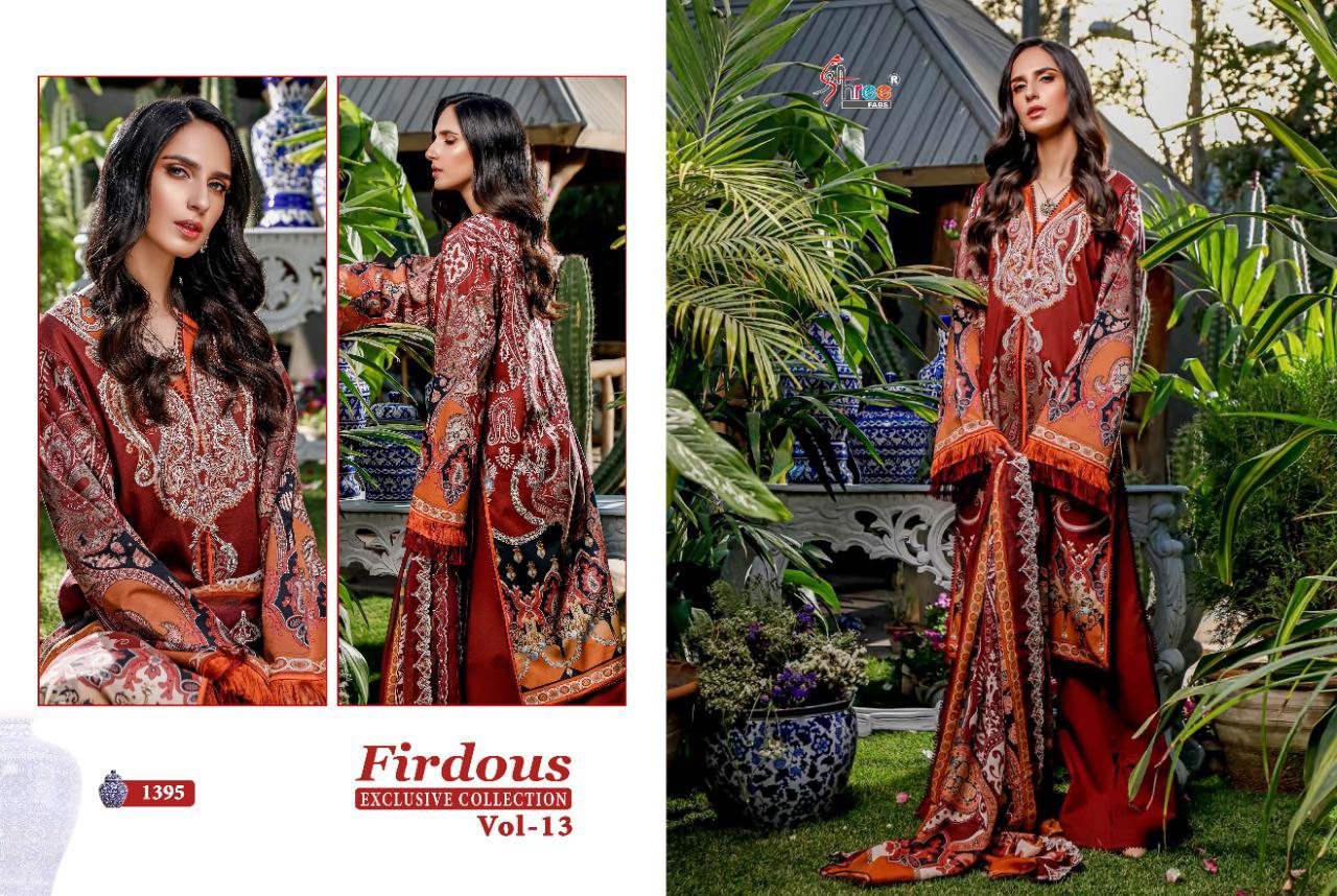 Shree Fabs Presents Firdous Exclusive Collection Vol 13 Designer Suits Wholesale Rate In Surat