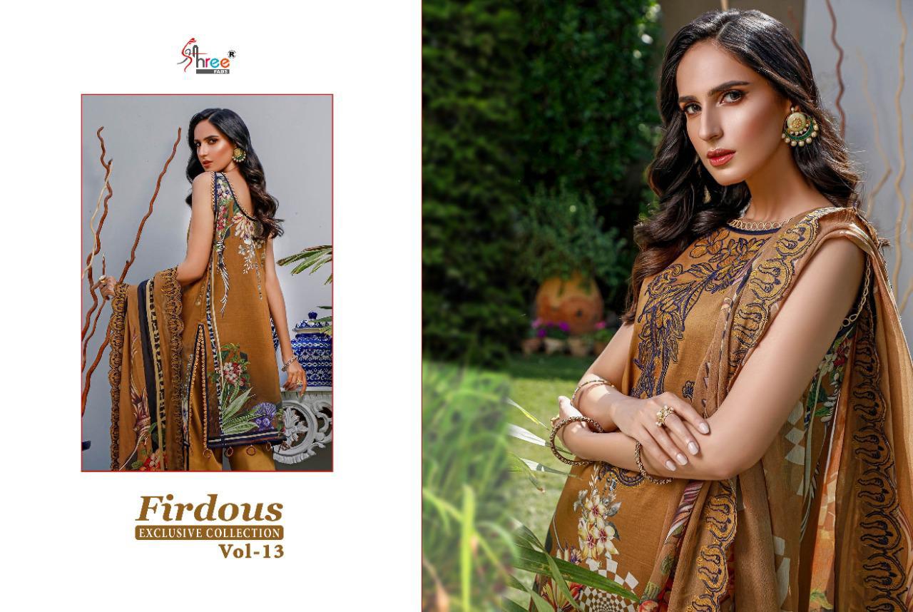 Shree Fabs Presents Firdous Exclusive Collection Vol 13 Designer Suits Wholesale Rate In Surat