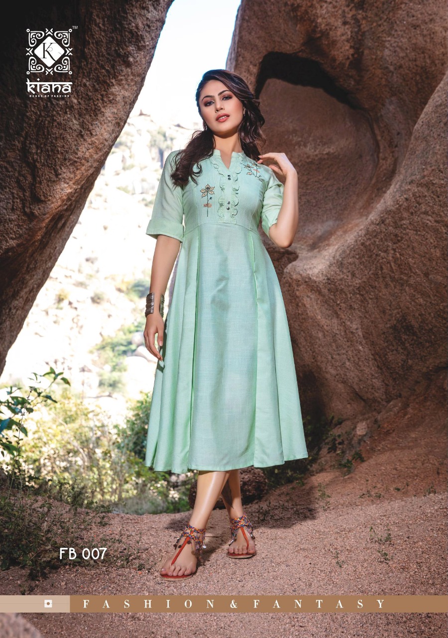 Kiana Fashion Presents Free Bird Designer Rayon With Embroidery Work Readymade Kurties At Wholesale Raete In Surat