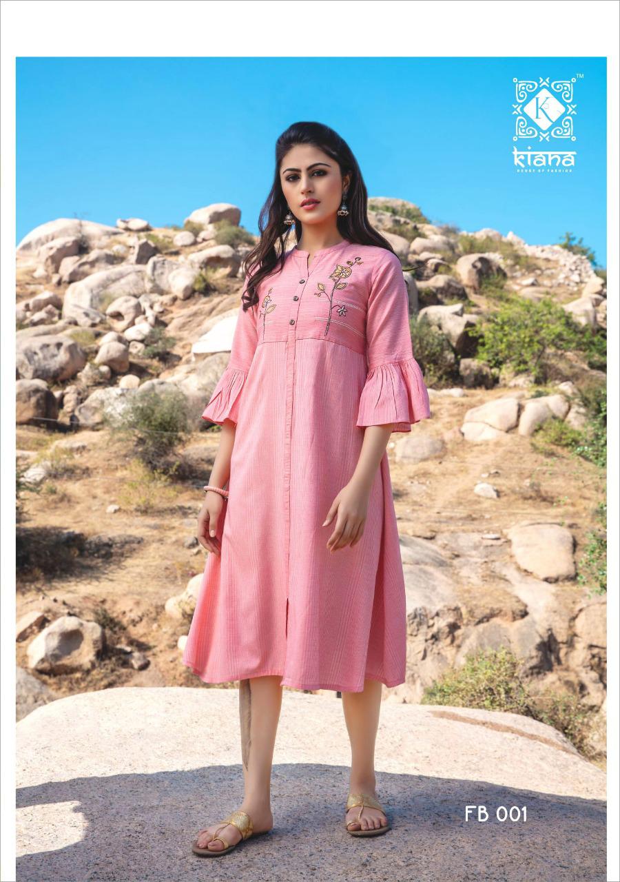 Kiana Fashion Presents Free Bird Designer Rayon With Embroidery Work Readymade Kurties At Wholesale Raete In Surat