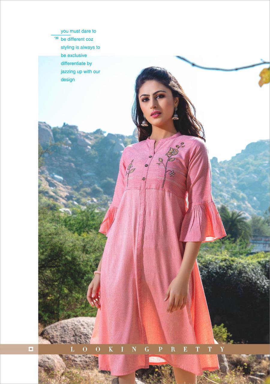 Kiana Fashion Presents Free Bird Designer Rayon With Embroidery Work Readymade Kurties At Wholesale Raete In Surat