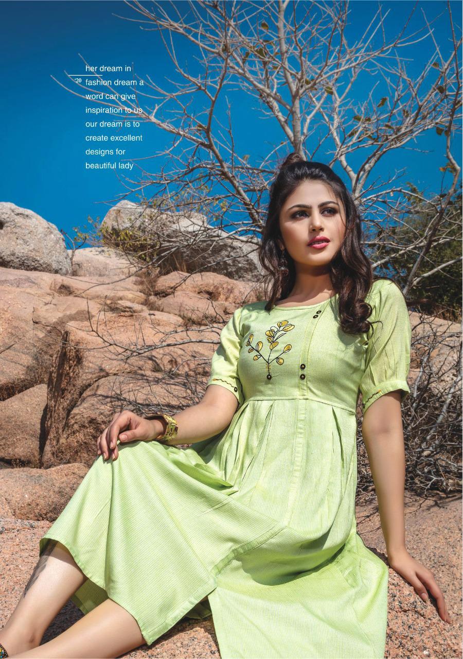 Kiana Fashion Presents Free Bird Designer Rayon With Embroidery Work Readymade Kurties At Wholesale Raete In Surat