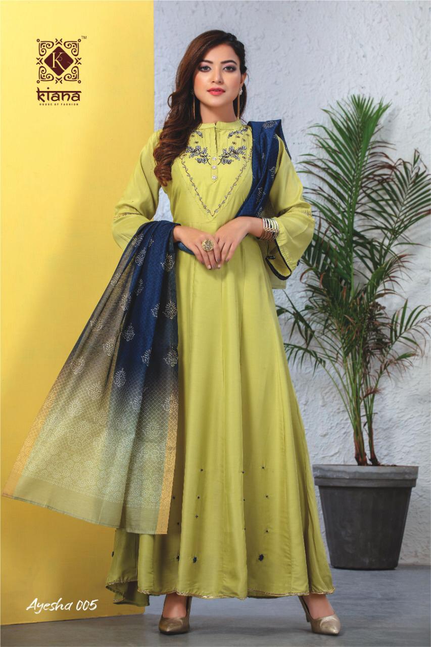 Kiana  Fashion Presents Ayesha Designer Cotton Rayon Silk Jacquard With Work Readymade Anarkali Style Kurties Wholesale Rate In Surat