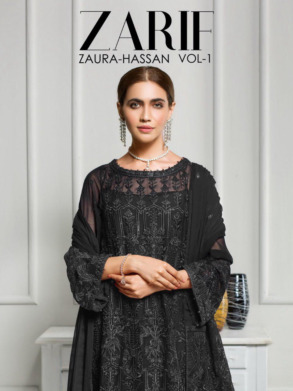 Zaura Hassan Zarif Vol-1 Georgette With Heavy Embroidery Work Pakistani Dress Material Collection At Wholesale Rate In Surat