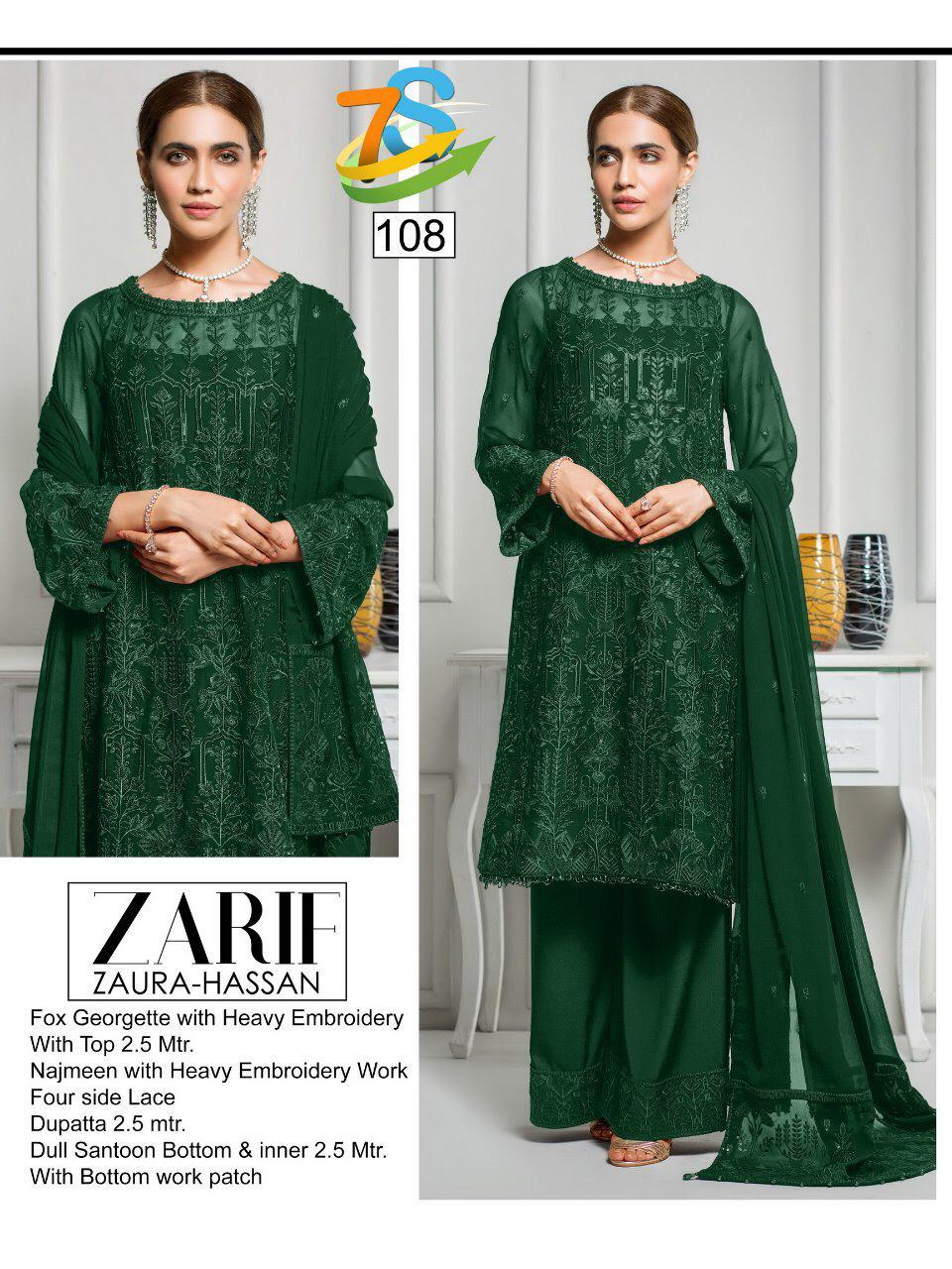 Zaura Hassan Zarif Vol-1 Georgette With Heavy Embroidery Work Pakistani Dress Material Collection At Wholesale Rate In Surat