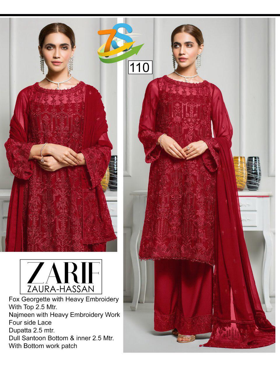 Zaura Hassan Zarif Vol-1 Georgette With Heavy Embroidery Work Pakistani Dress Material Collection At Wholesale Rate In Surat
