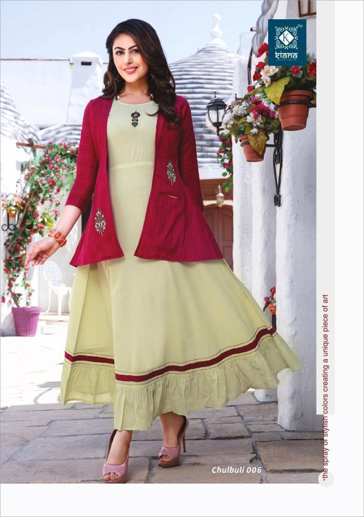 Kiana Fashion Presents Chulbuli Cotton With Work Readymade Kurties With Jacket Collection Wholesale Rate In Surat