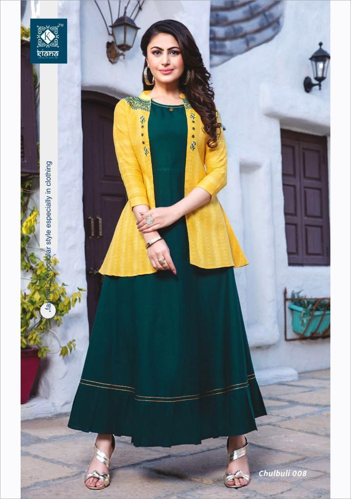Kiana Fashion Presents Chulbuli Cotton With Work Readymade Kurties With Jacket Collection Wholesale Rate In Surat