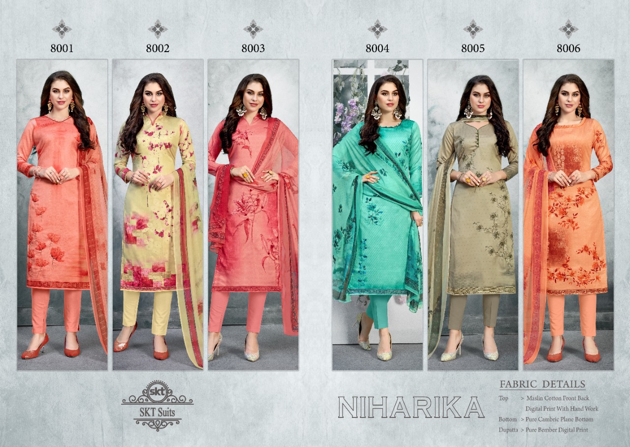 Niharika Indian Style Dress Materials By Skt Suits At Wholesale Rate In Surat