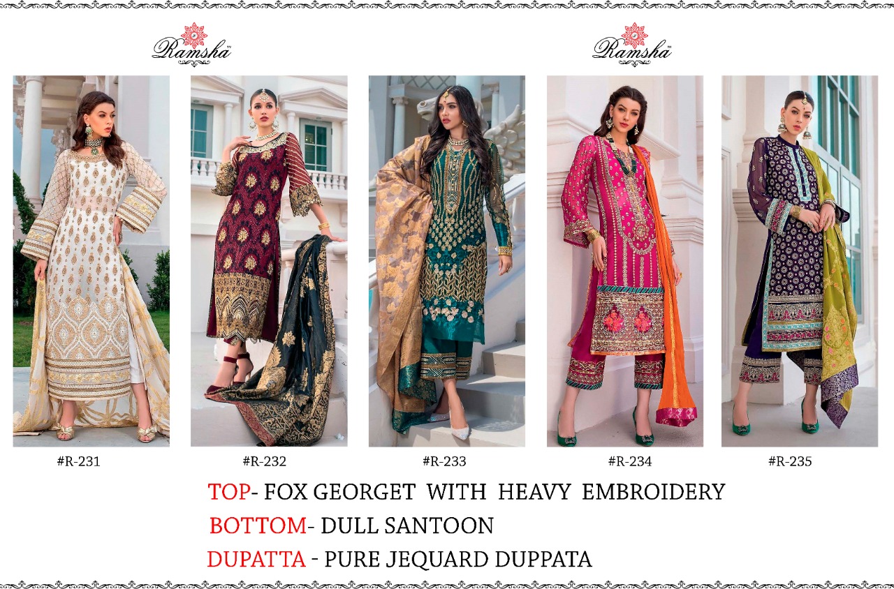 Ramsha Presents R-231 Salwar Kameez Georgette Suit Wholesale Rate In Surat