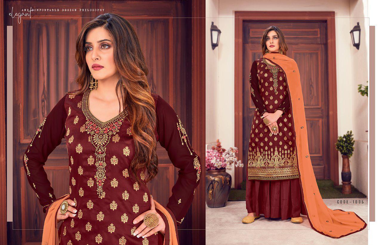 Rinaaz Meenakari Jacquard With Handwork Salwar Suits By Aarav Trends At Wholesale Rate In Surat